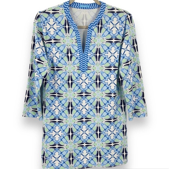 J McLaughlin M Tunic Top Catalina Cloth Blue - Picture 1 of 7